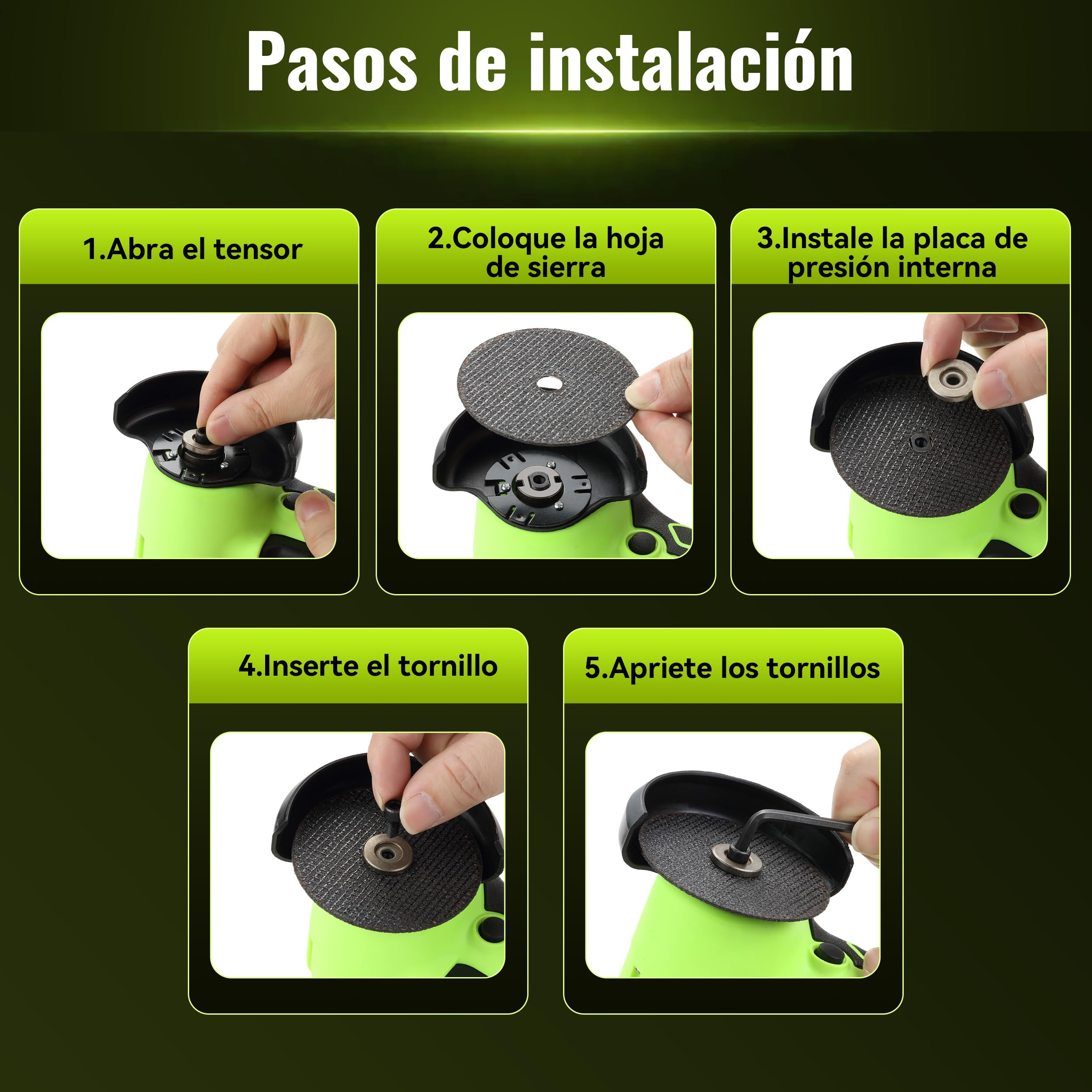 DEWINNER Amoladora Angular Inalámbrica 19.500 RPM - Radial de 76 mm, 2 baterías 2000 mAh, 6 discos de corte y caja de transporte - para amolado, pulido, corte