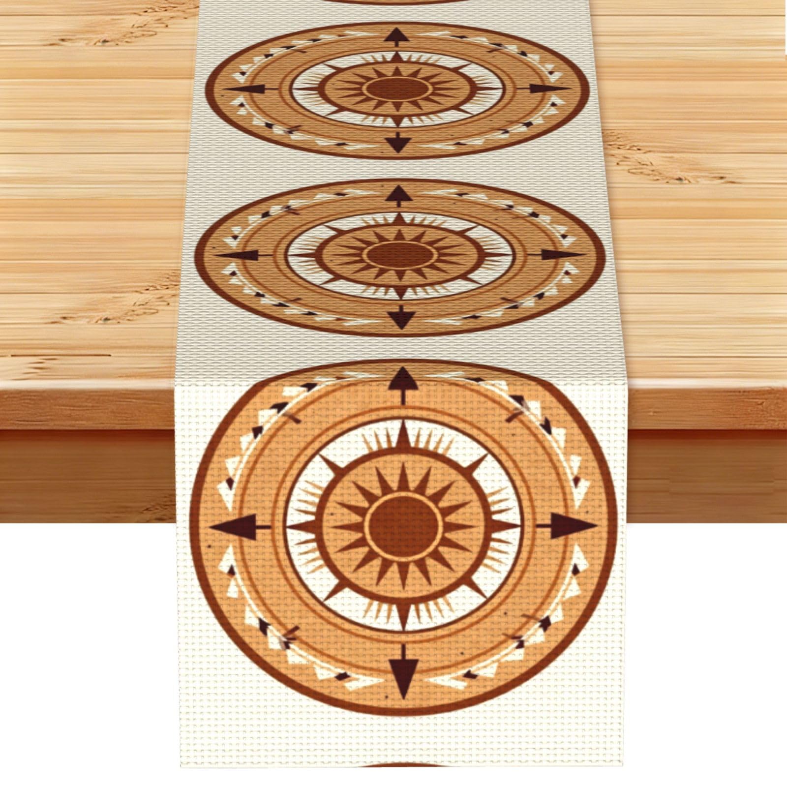 mysterious symbol Linen Look Table Runner 13x72-Wrinkle Resistant Farmhouse Style for Dining Table Decor