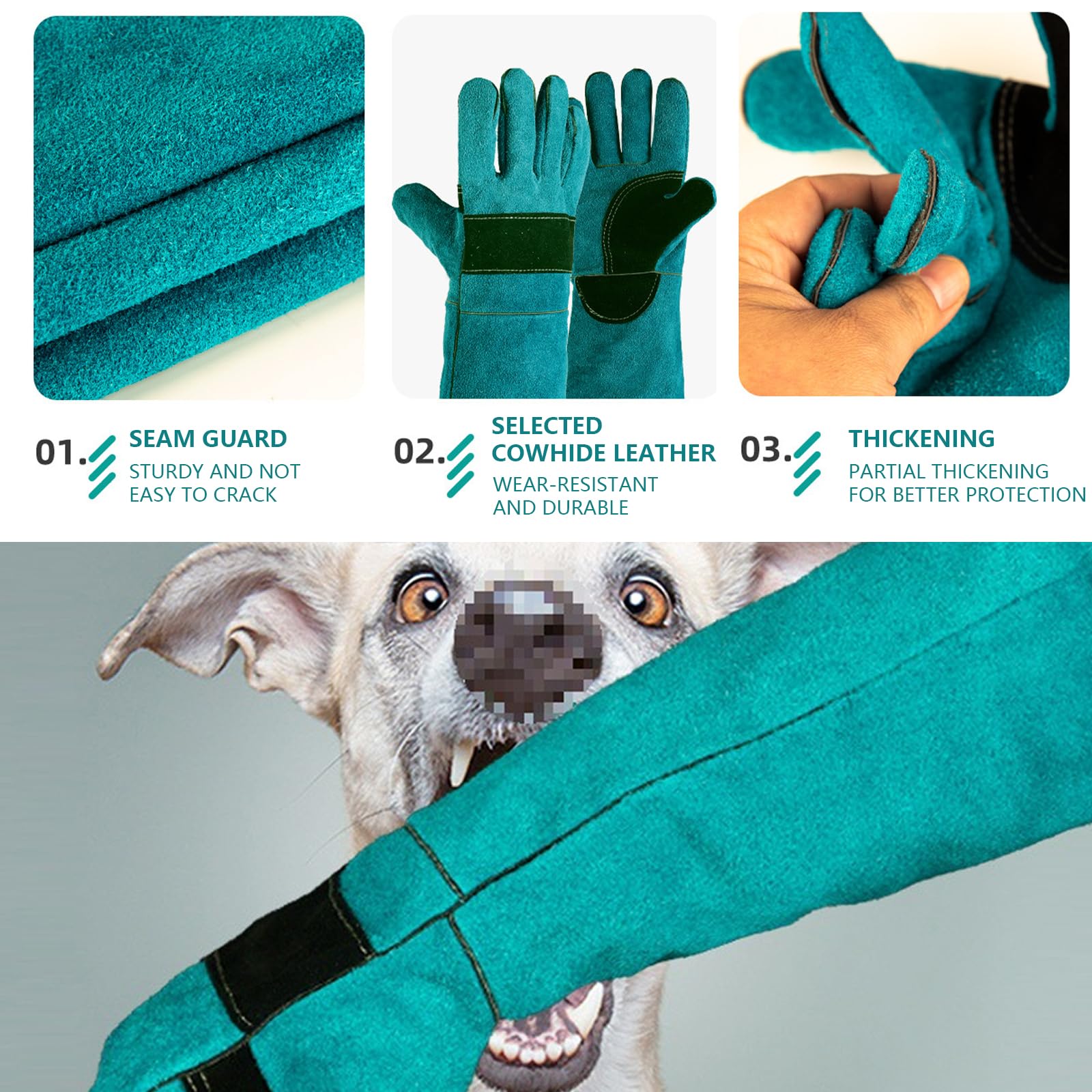 Omevett Bite Proof Animal Handling Gloves, 45cm Anti-Bite Pet Gloves for Welding Gardening, Grooming & Handling Dogs, Cats - Image 3