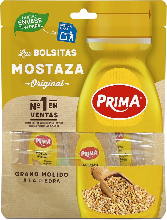 Prima Mostaza Sabor Intenso y Único - Pack de 12 Bolsitas