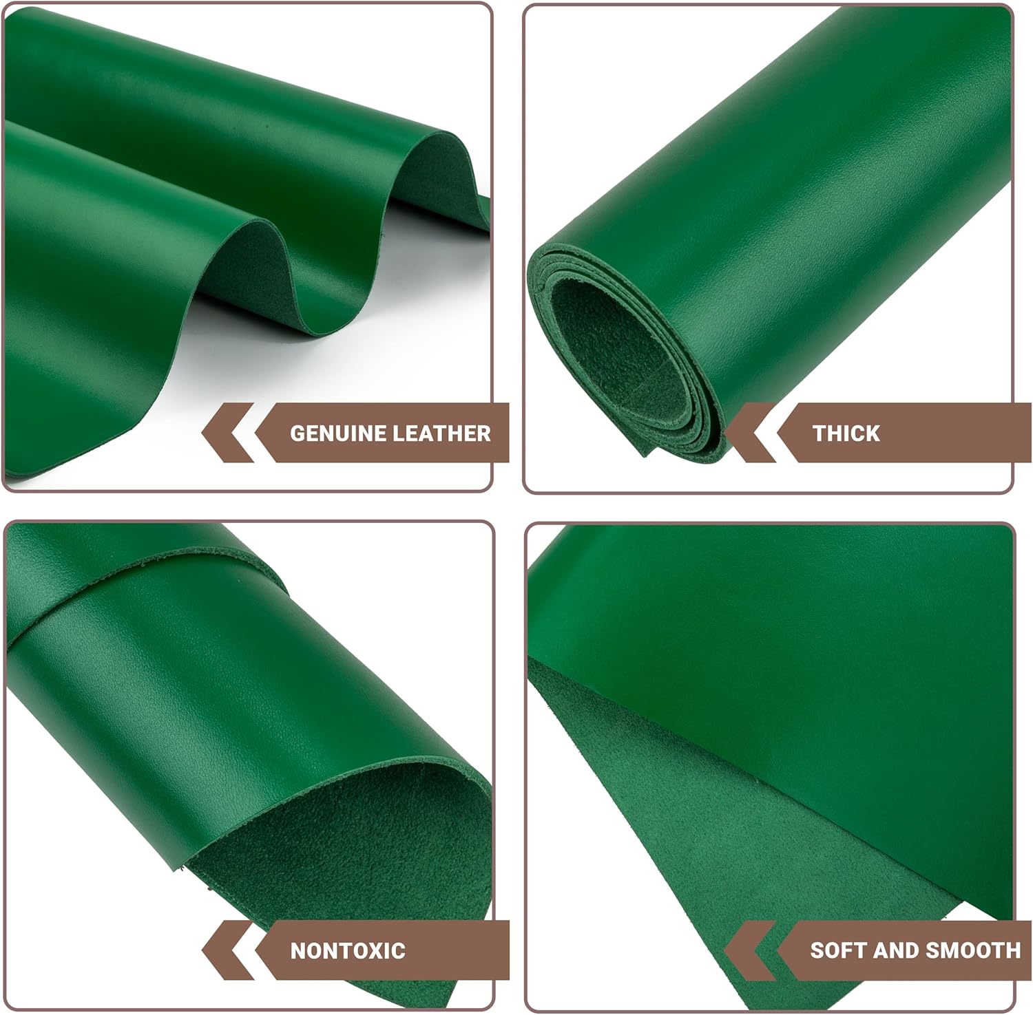 Shkira 12''X24'' Tooling Leather Square - 2.0MM Bright Green Sheets for Crafts - Leather Sheets for Crafts Tooling Sewing Hobby - Thick Cowhide Pieces - Fabric for Crafting
