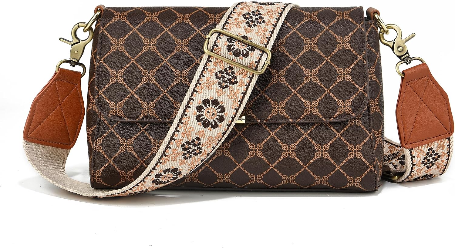 LEMEDE Purse Strap,2" Leather End Shoulder Strap Adjustable Replacement,Retro Jacquard Multi-pattern Crossbody Bag Straps image 4