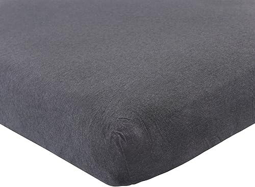 Hudson Baby Sábana bajera ajustable unisex de algodón para bebé, carbón jaspeado, talla única