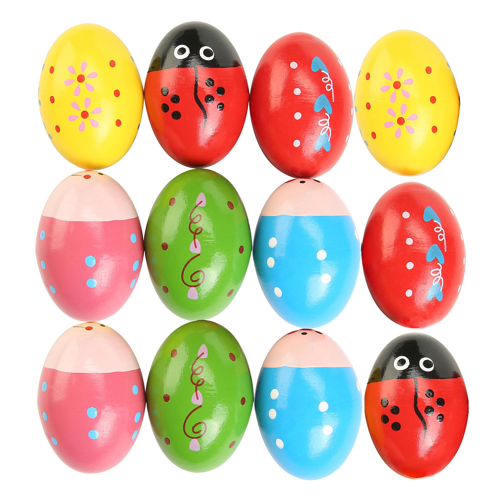 12 Pcs Wooden Egg Shakers Musical Percussion Instruments