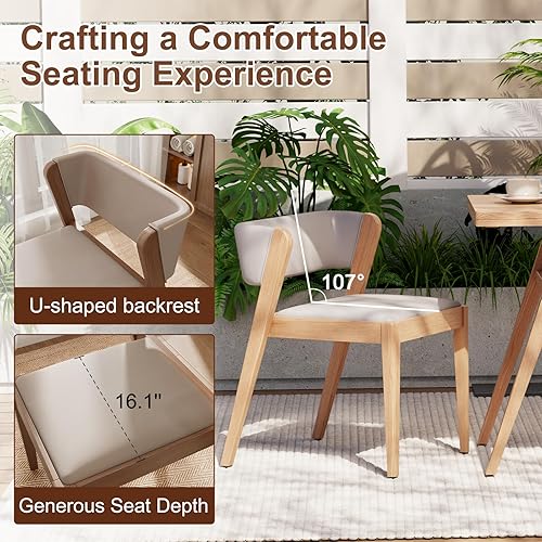 Miniatura 8 de Juego de 3 sillas de mesa apilables Bistro, juego de 2 sillas de mesa, juego de mesa y sillas modernas de mediados de siglo para cocina, comedor,