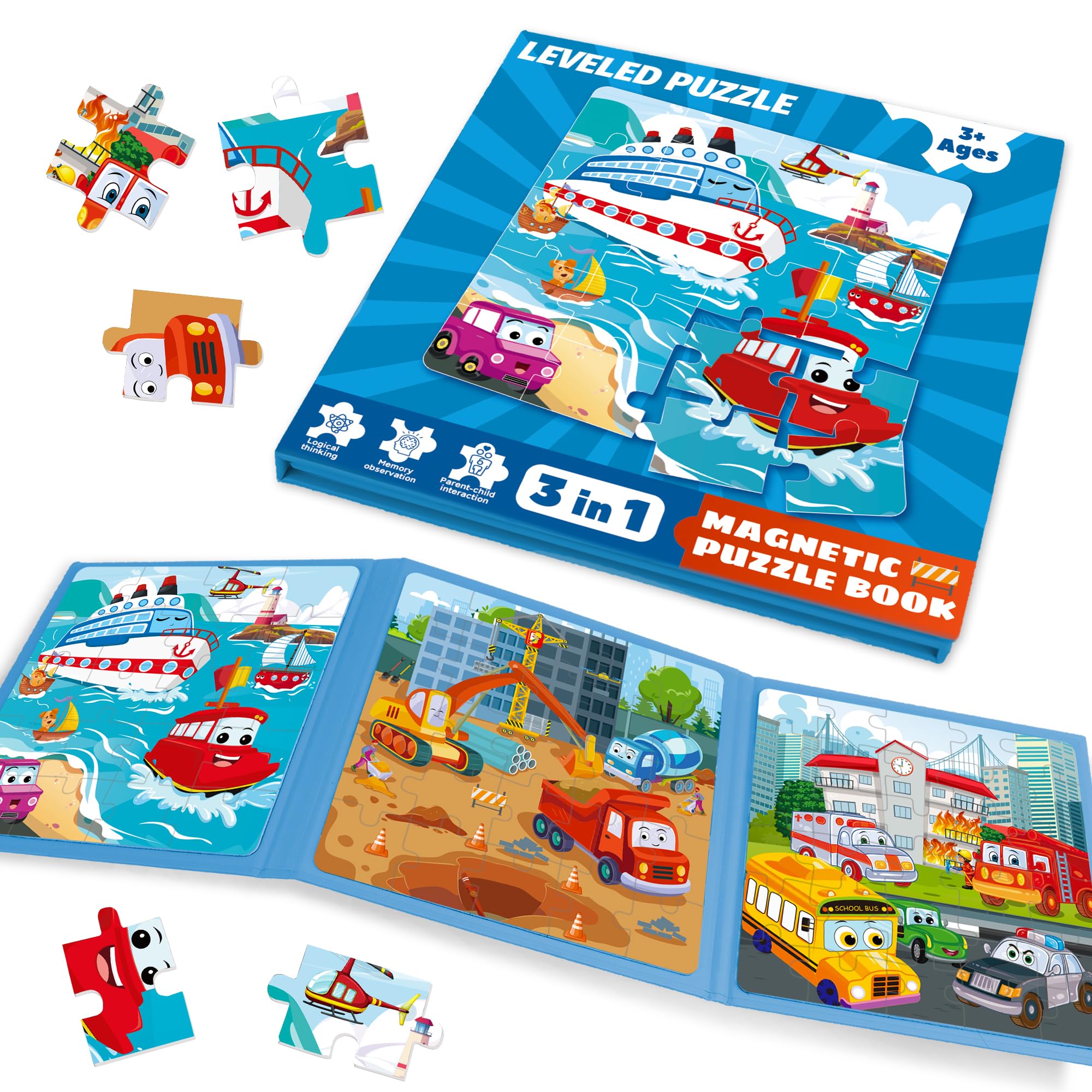 Magnetic Puzzles for 3 Year Olds, Ships, Engineering Vehicles, Automobiles Puzzles Toddler Travel Toys Plane Activities for Kids Educational Toys Present 3 Year Old Girl Gifts (Truck) — image 1