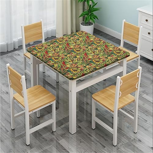 Miniatura 4 de Manteles de dibujos animados, estilo dibujado a mano, funda cuadrada latinoamericana para mesa de comedor, se adapta a mesas de 28 x 28 pulgadas,