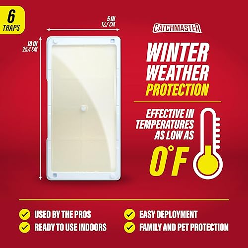 Miniatura 2 de Catchmaster Trampas de pegamento resistentes a la congelación, paquete de 6 trampas para ratones para interiores para el hogar, bandeja de control