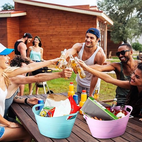 Miniatura 6 de Patelai 6 Piezas Cubetas de Hielo Pack, Cubetas de Hielo de Plástico con Asas, Tina de Almacenamiento Ovalada, Recipiente de Bebidas de Gran