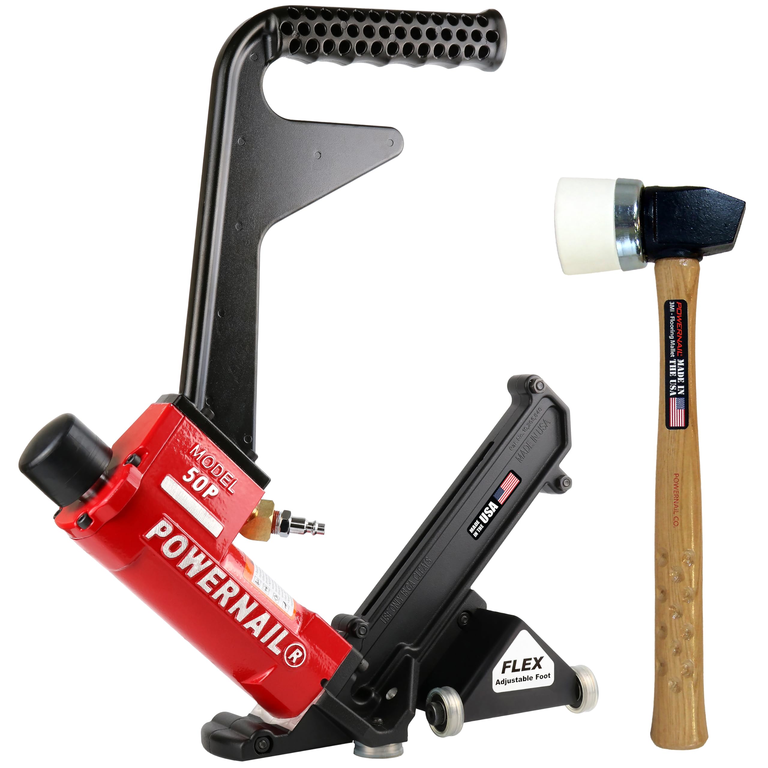 Powernail 50P2FLEXPRXLW Pneumatic 18 Gauge L-Cleat Flooring Nailer with Flex Power Roller Adjustable Base