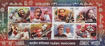 Shobhaphila's Indian Musicians Miniature Sheet Stamp (3rd Sept 2014)