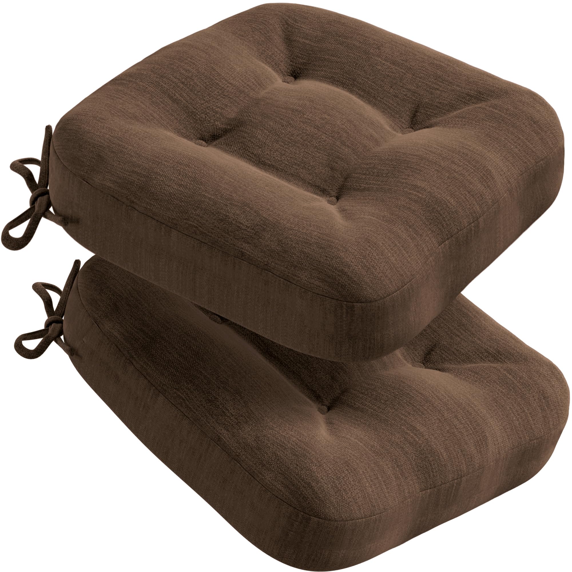Codi Brown Dining Chair Cushions 2 Pack, D-Shape Seat Pads