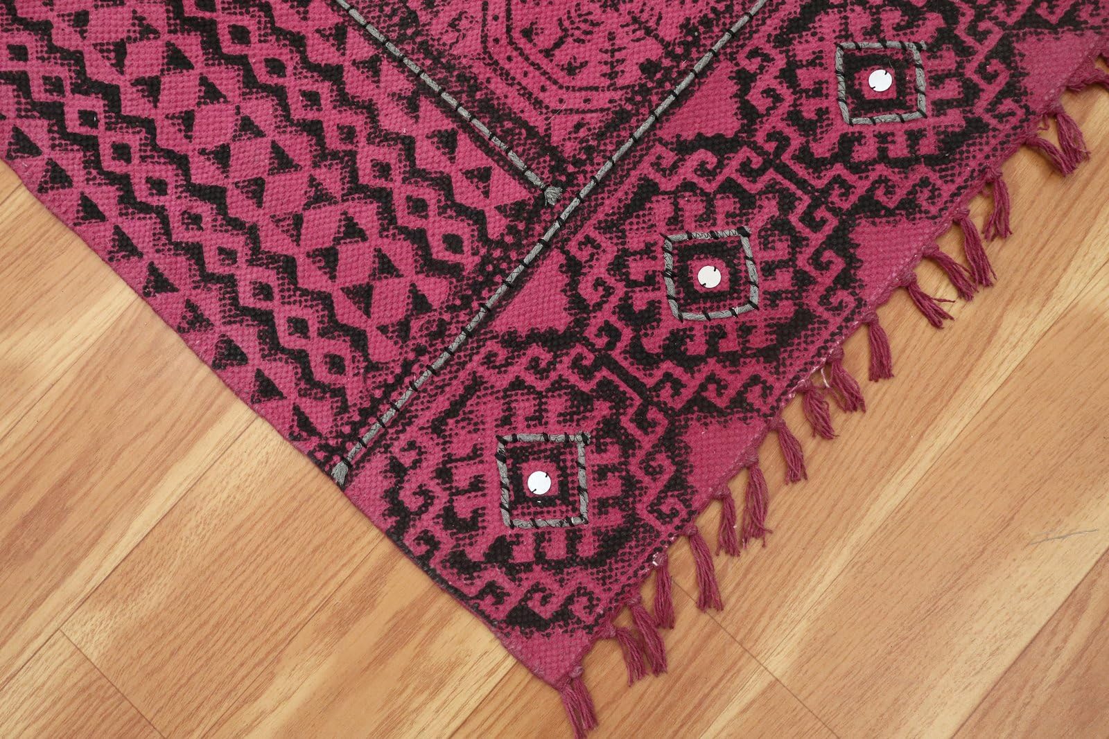 Kelim-Teppich, 4 x 15 cm, Baumwollläufer, rotes Flachgewebe, 0,19 Zoll, waschbarer handgewebter Teppich für drinnen und draußen, Läuferteppiche für Flure, Treppen, Korridore