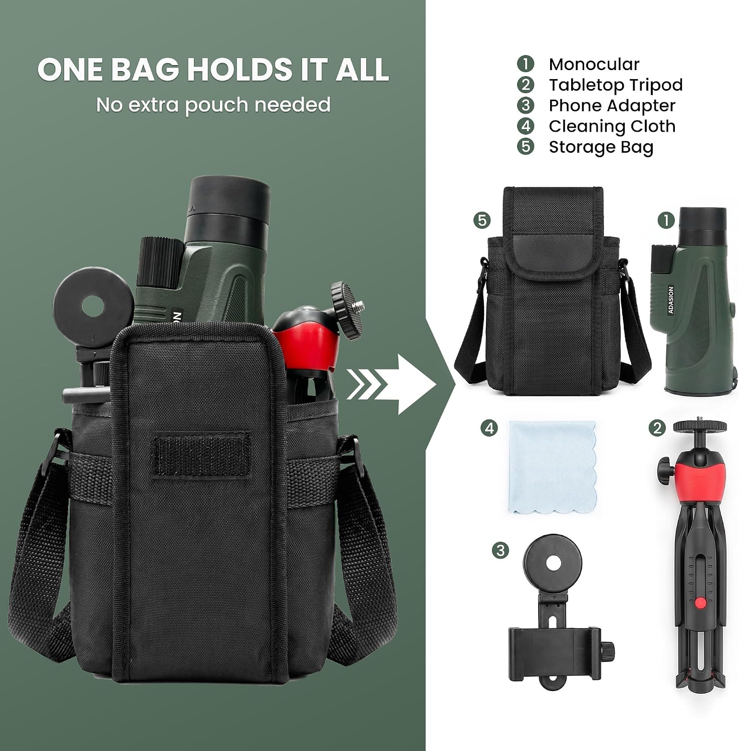 12x54 Monocular Telescope for Adults High Powered with Tripod and Phone Adapter, HD BAK4 Prism FMC Lens, Waterproof with Carrying Bag for Bird Watching Travel Sports