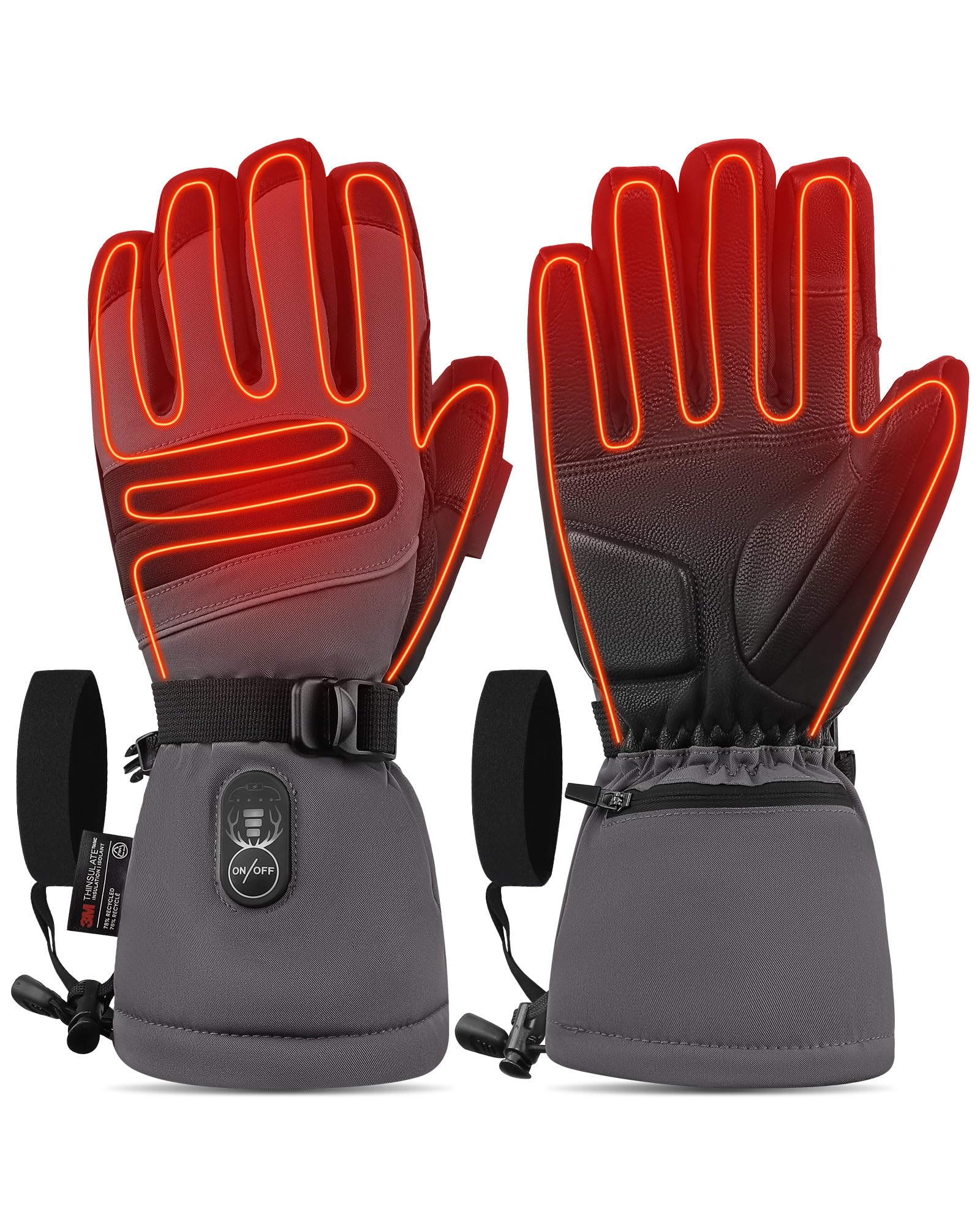 Day Wolf Heated Gloves for Men & Women – 10h Heat, USB-C PD 2h Fast Charge, Waterproof with Thinsulate insulation, Touchscreen, 3 Heat Levels 40/50/60°C for Skiing & Snowboarding