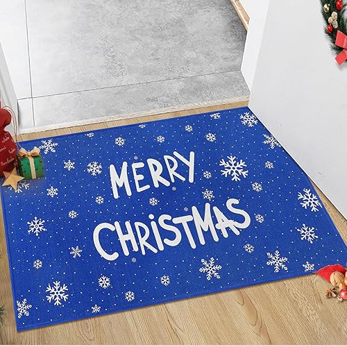 Miniatura 19 de CAROMIO Tapete decorativo de Navidad para puerta delantera, tapete de bienvenida lavable, para interiores y exteriores, antideslizante, tapete