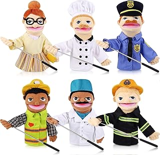 6-Piece Essential Worker Hand Puppets Set: Role-Play & Preschool Storytelling Tool