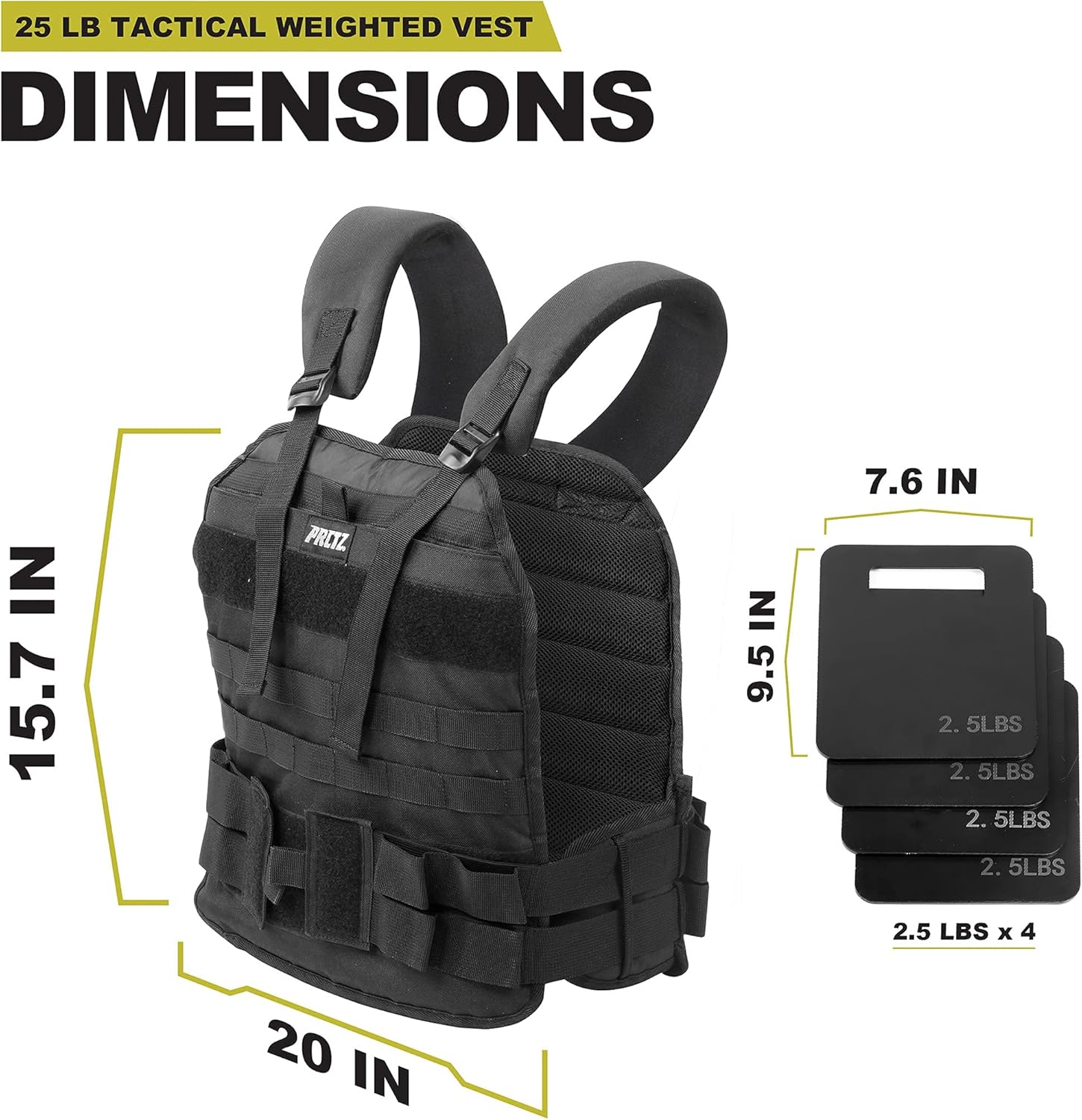 PRCTZ 25lbs & 50lbs Adjustable Weighted Vest, Training Vest for Women and Men, One Size Fits Most (15 LBS-25 LBS) : Sports & Outdoors