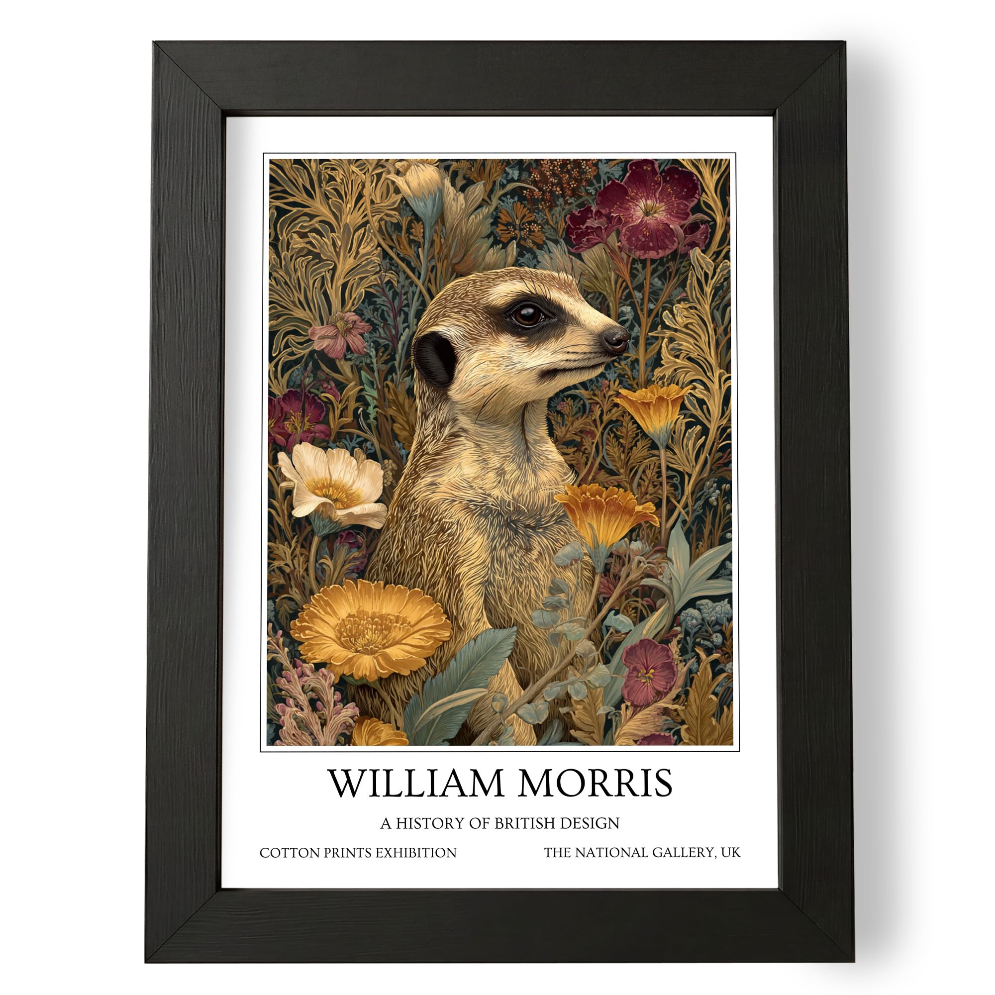 Fans Favourites William Morris - Botanical Wall Art, Vintage Art Noevua British Prints, A History of British Design Collection (Meerkat, A4, Unframed) — image 1