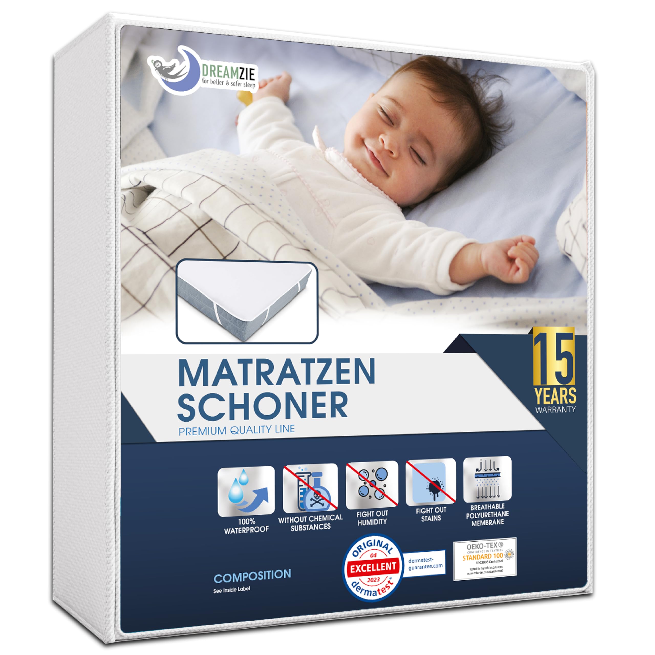 Dreamzie Matratzenschoner 70x140 Baby wasserdichte Matratzenauflage und Oeko-TEX Zertifiziert Atmungsaktive