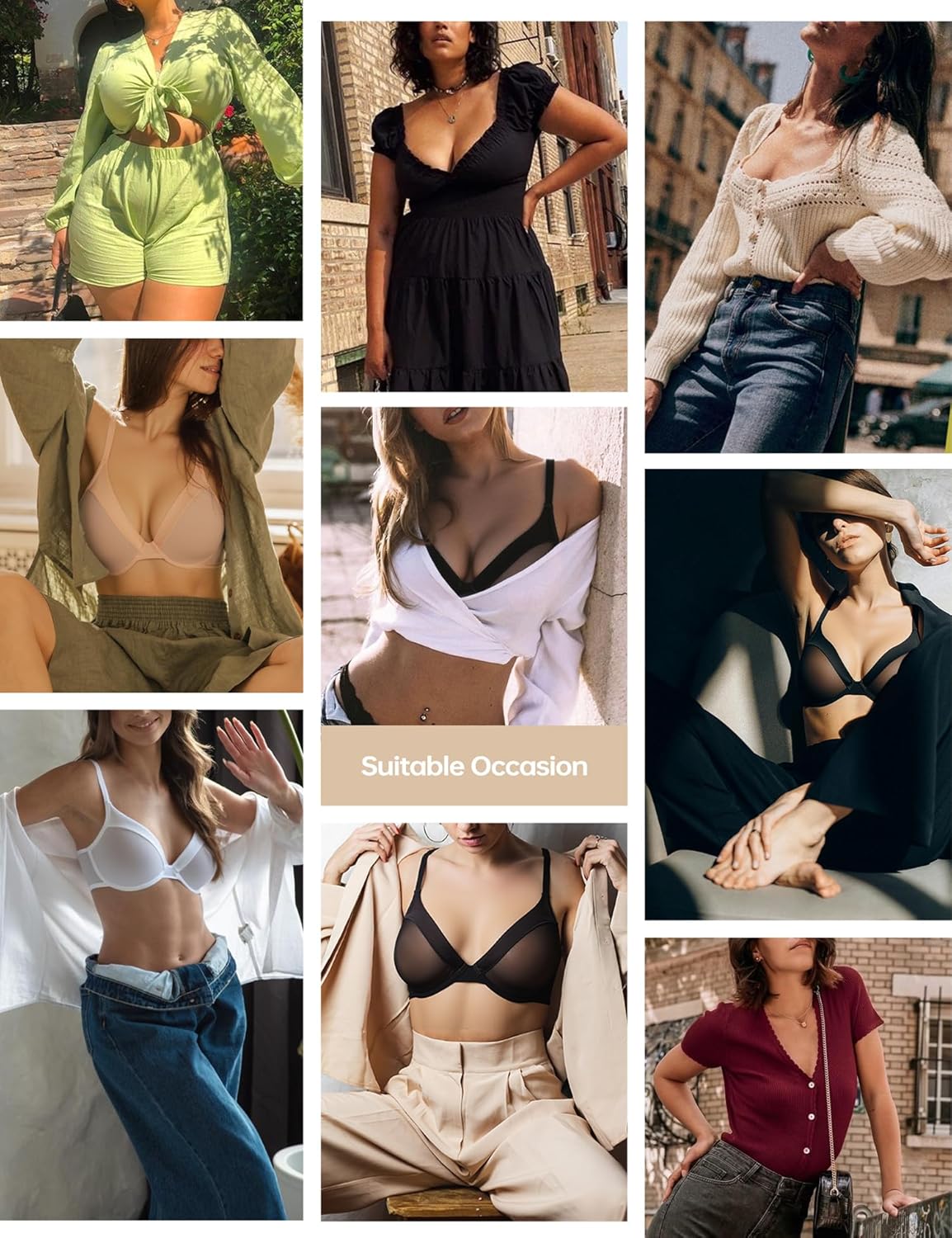 Wingslove Women's Sheer Lace Bra Demi Through Mesh Bralette Unlined Underwire Support Non Padded - Image 6