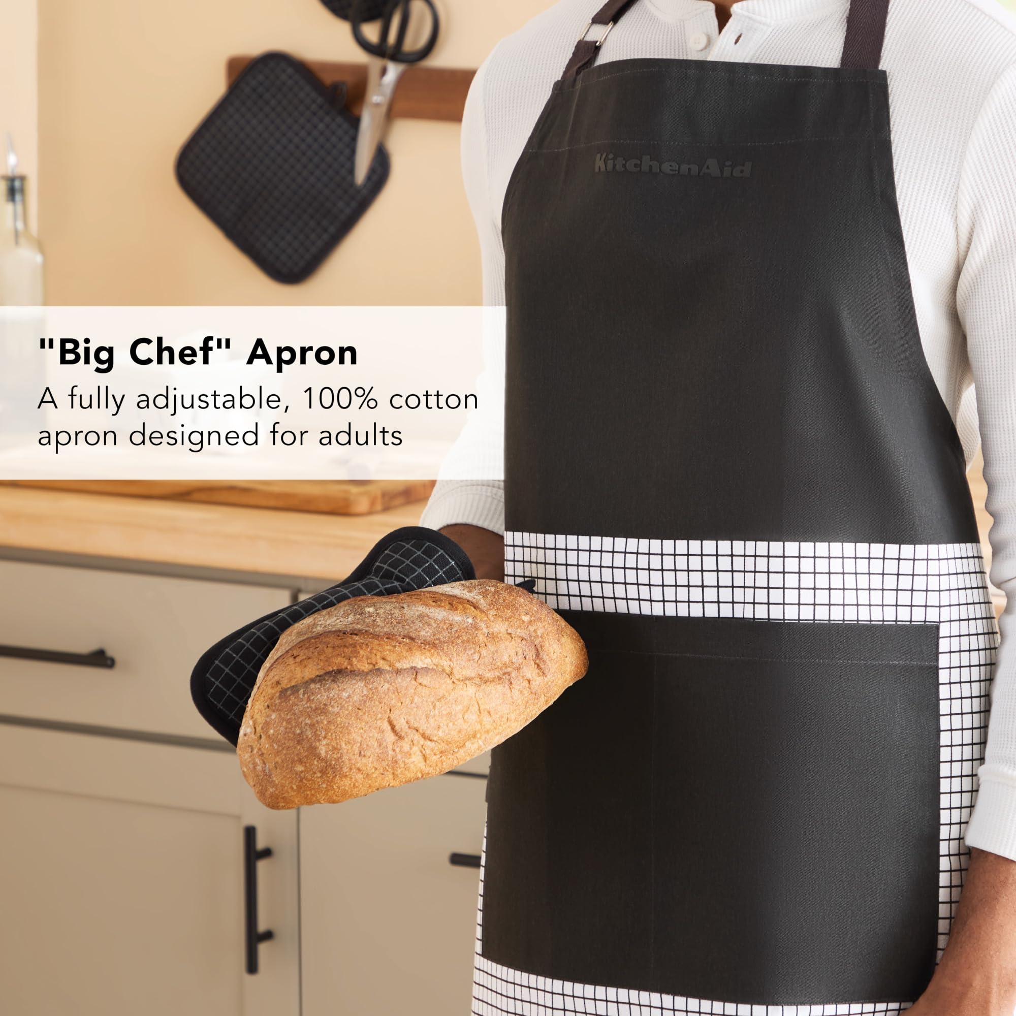 KitchenAid Gourmet Series Gridlines Grembiule Big Chef, resistente all'acqua Unisex - Adulto (Pacco da 1)
