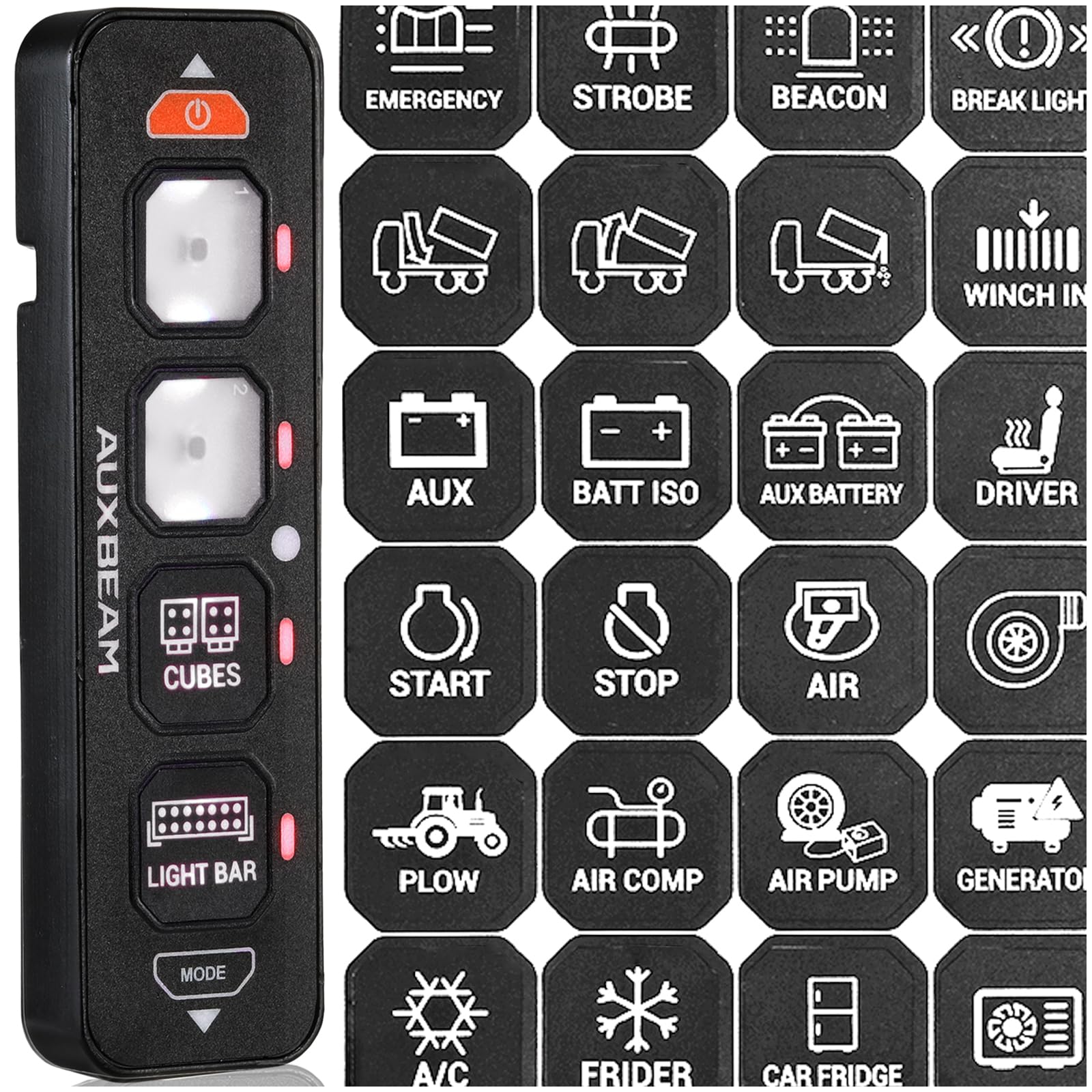 Amazon.co.jp: Auxbeam スイッチパネルステッカー 160個 6/8ギャング