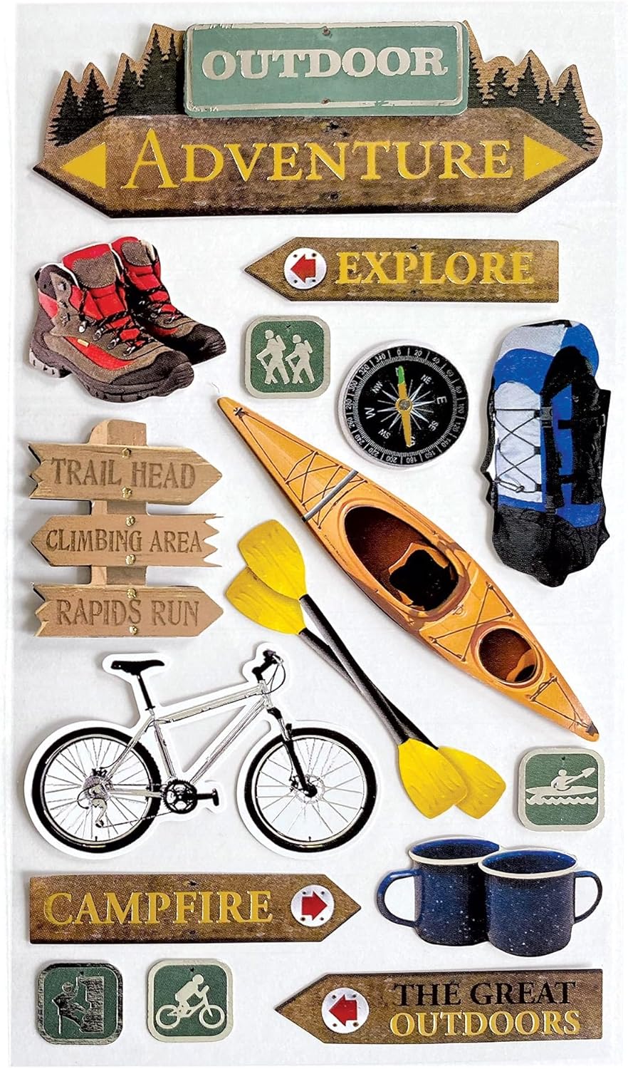 Paper House Productions Die-Cut Dimensional & Foil Accent Travel Scrapbook Sticker Sheet – Outdoor Adventure Paper House Productions Die-Cut Dimensional & Foil Accent Travel Scrapbook Sticker Sheet – Outdoor Adventure