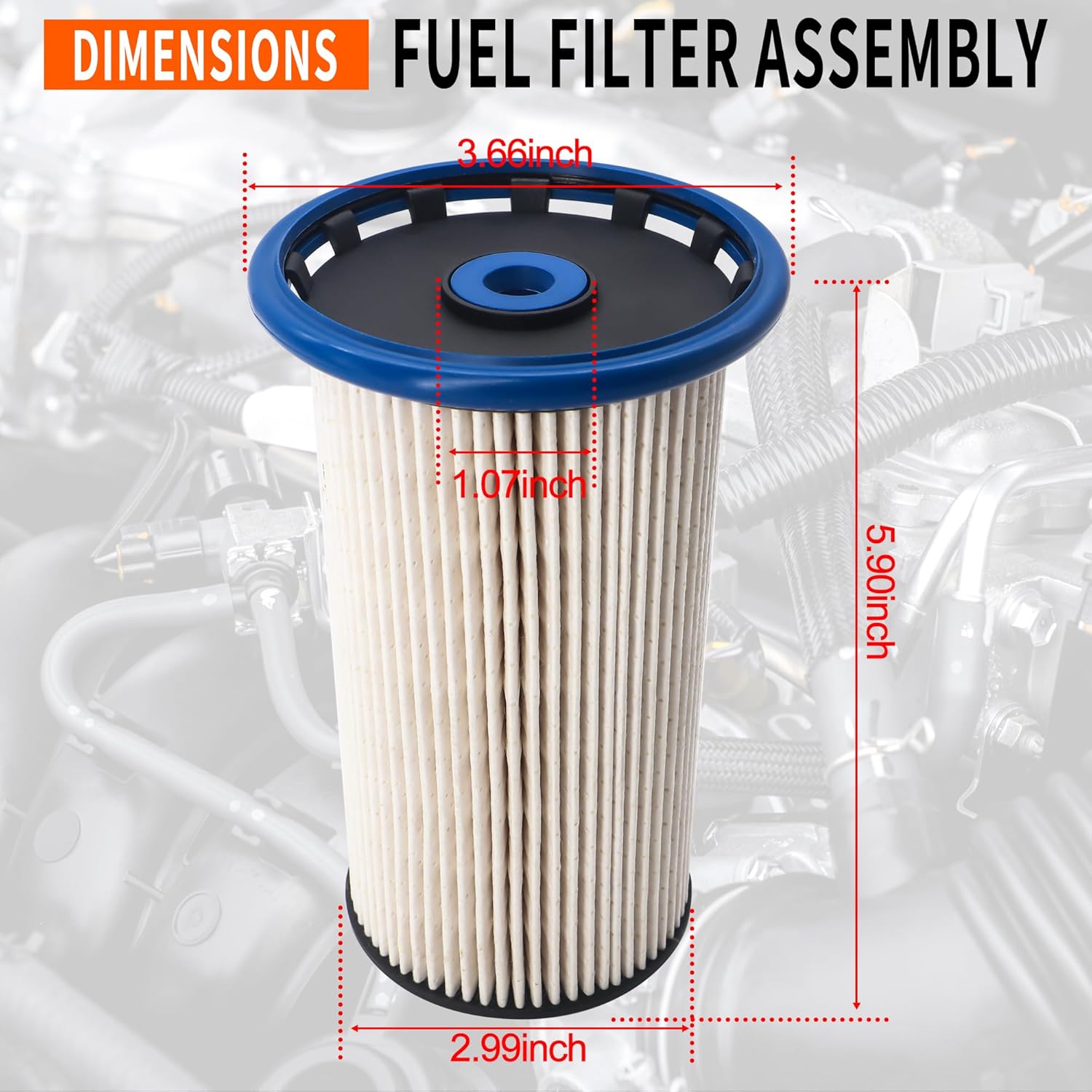 Diesel Fuel Filter DF99187 Compatible with Volkswagen Passat Jetta Golf SportWagen Golf Beetle 2015 2L, Compatible with Audi A3 2015 2016 2L