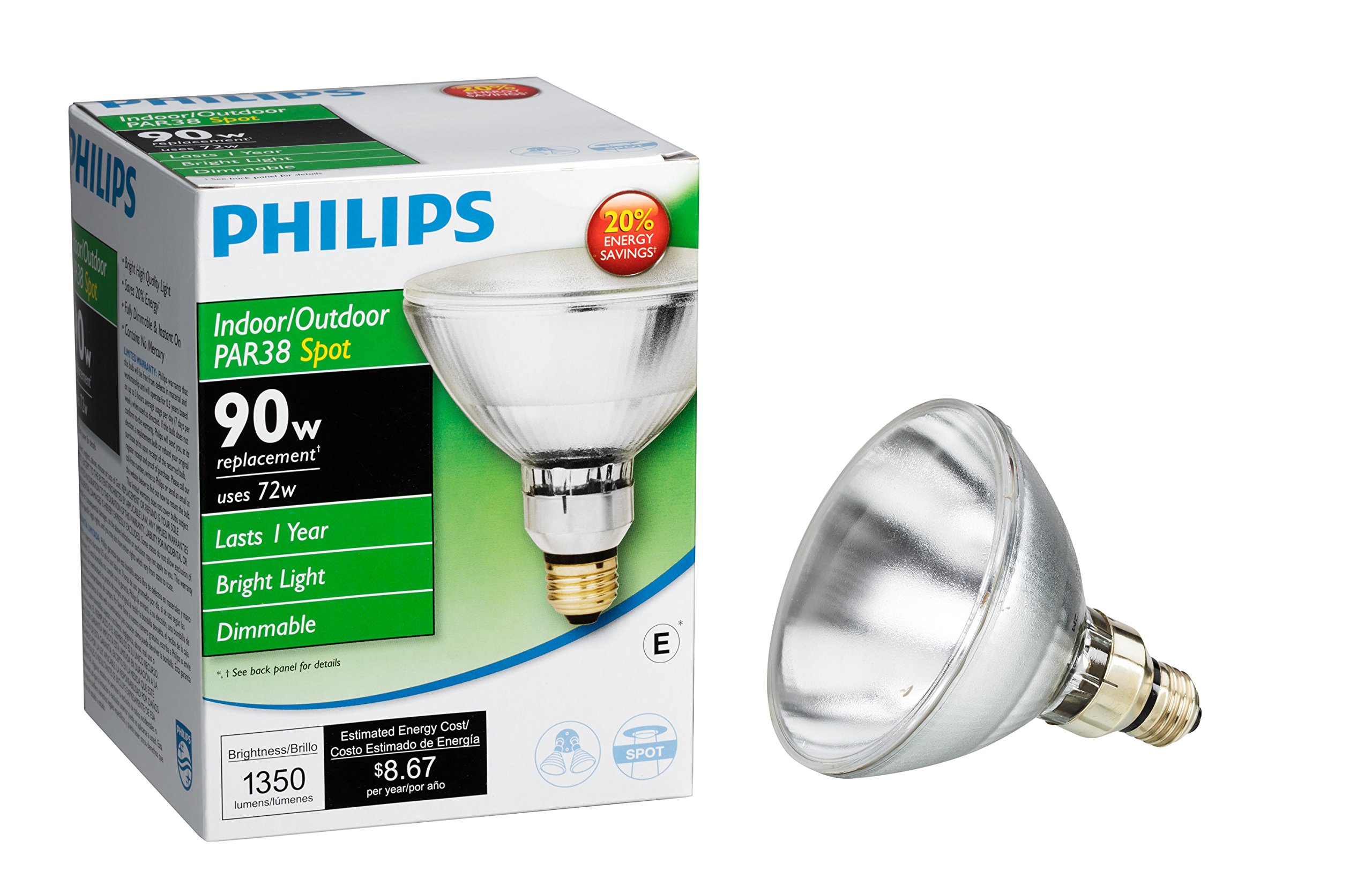 Buy Philips 419382 Halogen PAR38 90 Watt Equivalent Dimmable Spot