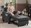 duringpace 99 cm sleeping chair 3-in-1 convertible chair bed extendable sleeping chair sofa bed with usb ports side pocket drink holder for small space (dark gray)