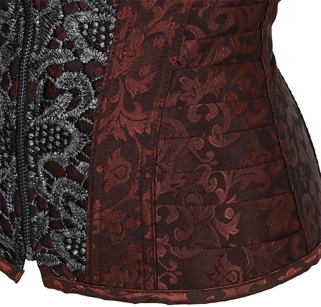 Women Plus Size Steampunk Corset Top Punk Style Leather Bustier Zip Lingerie Costume