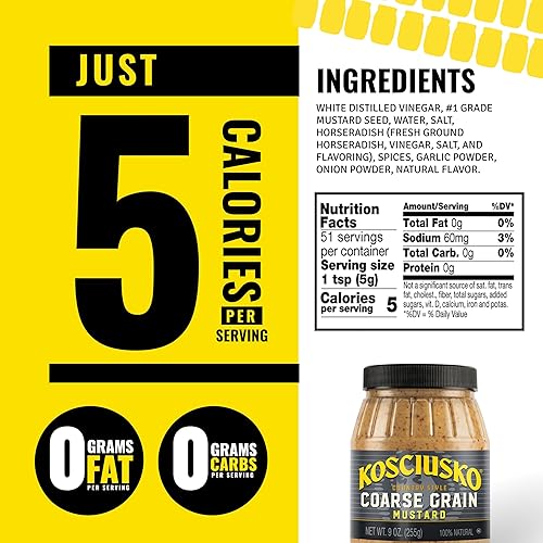 Miniatura 2 de Plochman's Kosciusko Country Style - Mostaza de grano grueso, Hearty Country Classic, tarro de 9 onzas