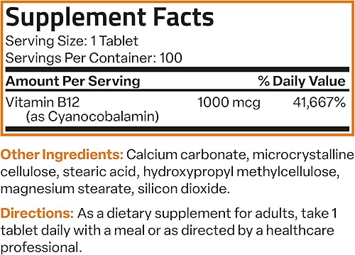 Miniatura 5 de Bronson Labs Vitamina B-120000035 oz liberación lenta programada sostenida Vitamina B12 Comprimidos 1