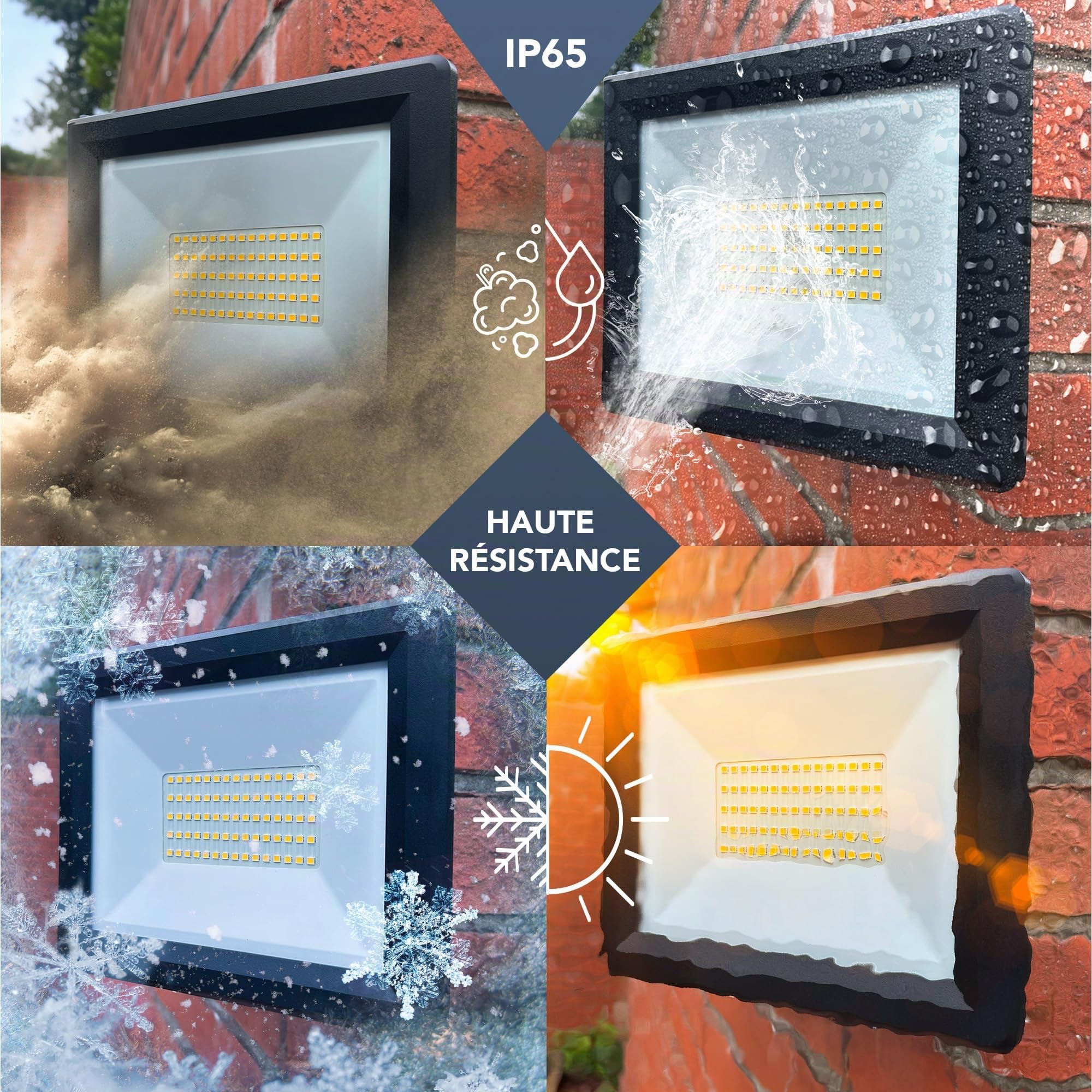 TIBELEC, Projecteur LED 100W / 9220 Lumens, Indice de Protection IP65, Pour l'Eclairage Extérieur, Avec Connecteur Rapide Intégré, Solution d'éclairage extérieur efficace, Blanc