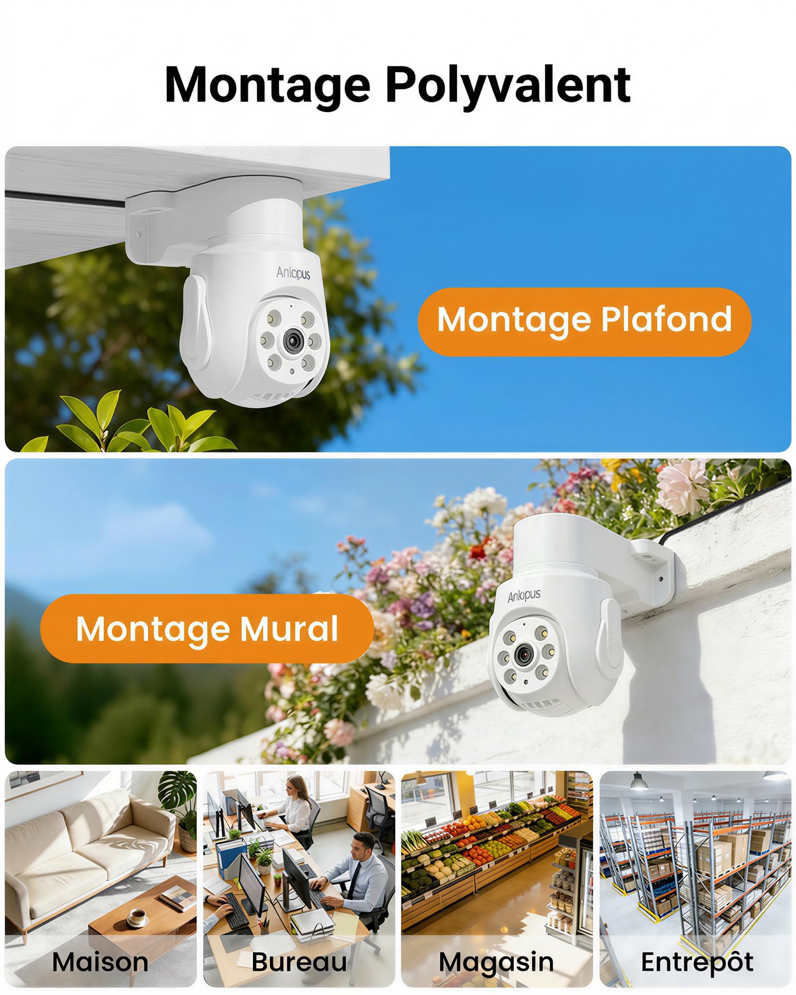 Anlapus Pack 1 Caméra de Surveillance 5MP pour Extérieure