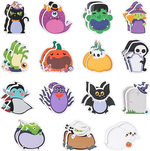 Paquete de 30 notas adhesivas de fantasmas de Halloween, personajes extraños, bloc de notas adhesivas de dibujos animados de fantasmas, marcadores