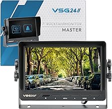 VSG24 Rückfahrmonitor Master – 7 Zoll Bildschirm, 2 Kameraeingänge, Trigger, Distanzlinien, Direktwahltasten, 12-24V, Rückfahrkamera Monitor für Auto, Wohnmobil, Einparkhilfe, rückfahrkamera Kabel