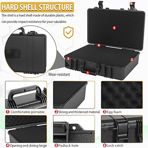 Miniatura 10 de ITHWIU Funda rígida protectora impermeable IP67a prueba de golpes con inserto de espuma personalizado para cámara, pistola, lentes, portátiles y