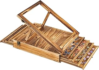 Lavievert Jigsaw Puzzle Sorting Trays & Puzzle Bracket Set, Adjustable Puzzle Easel Holder for Puzzle Boards of Varied Sizes, Wooden Puzzle Sorters with Drawer Design for Puzzles Up to 1500 Pieces