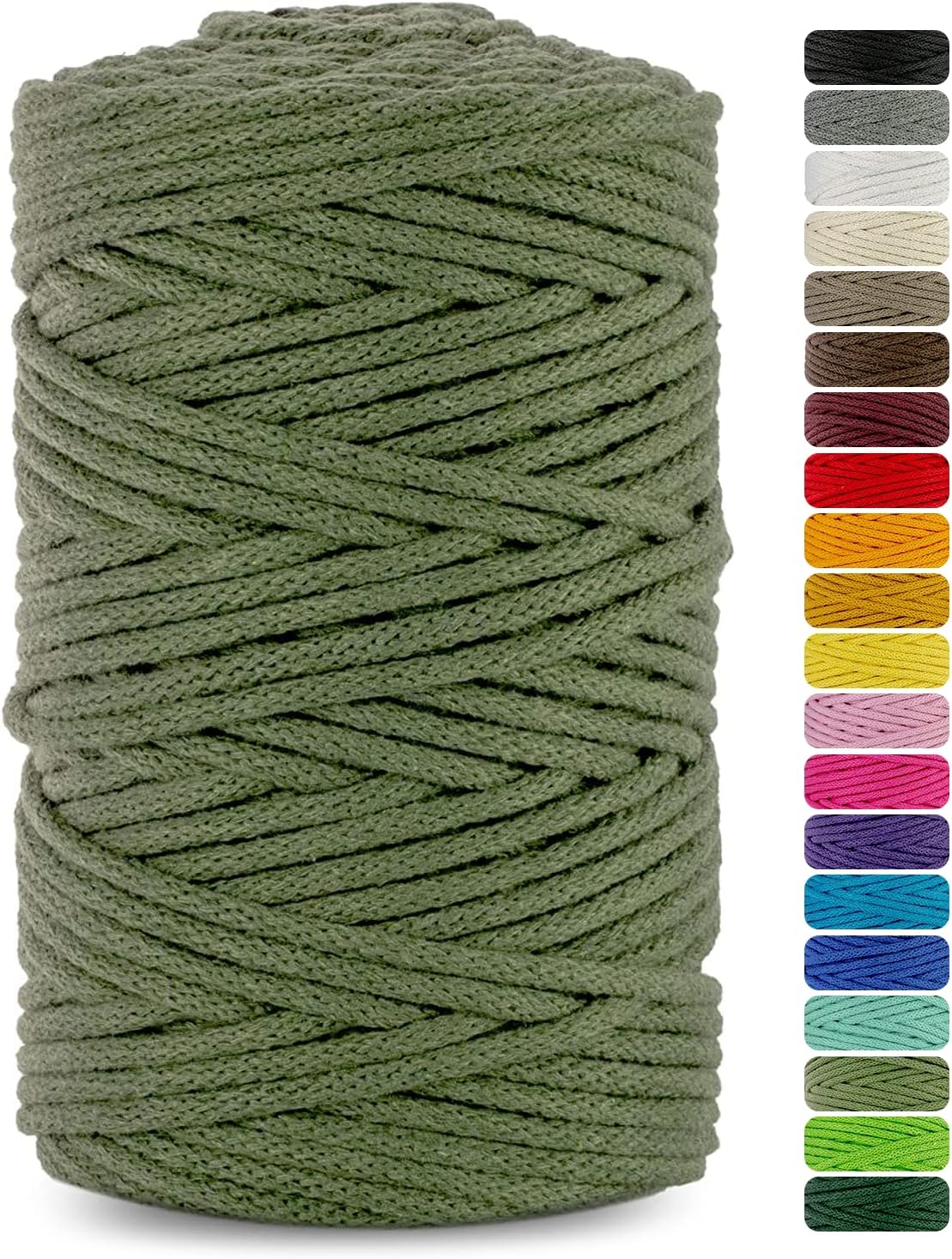Netuno 1x Macrame Cord Braided Macramé Yarn Khaki 5 mm x 100 m 0,2 inch x 3 937 inch Natural Twine String Cotton Cord Ideal Project Hanging Baskets DIY Handbags Decoration