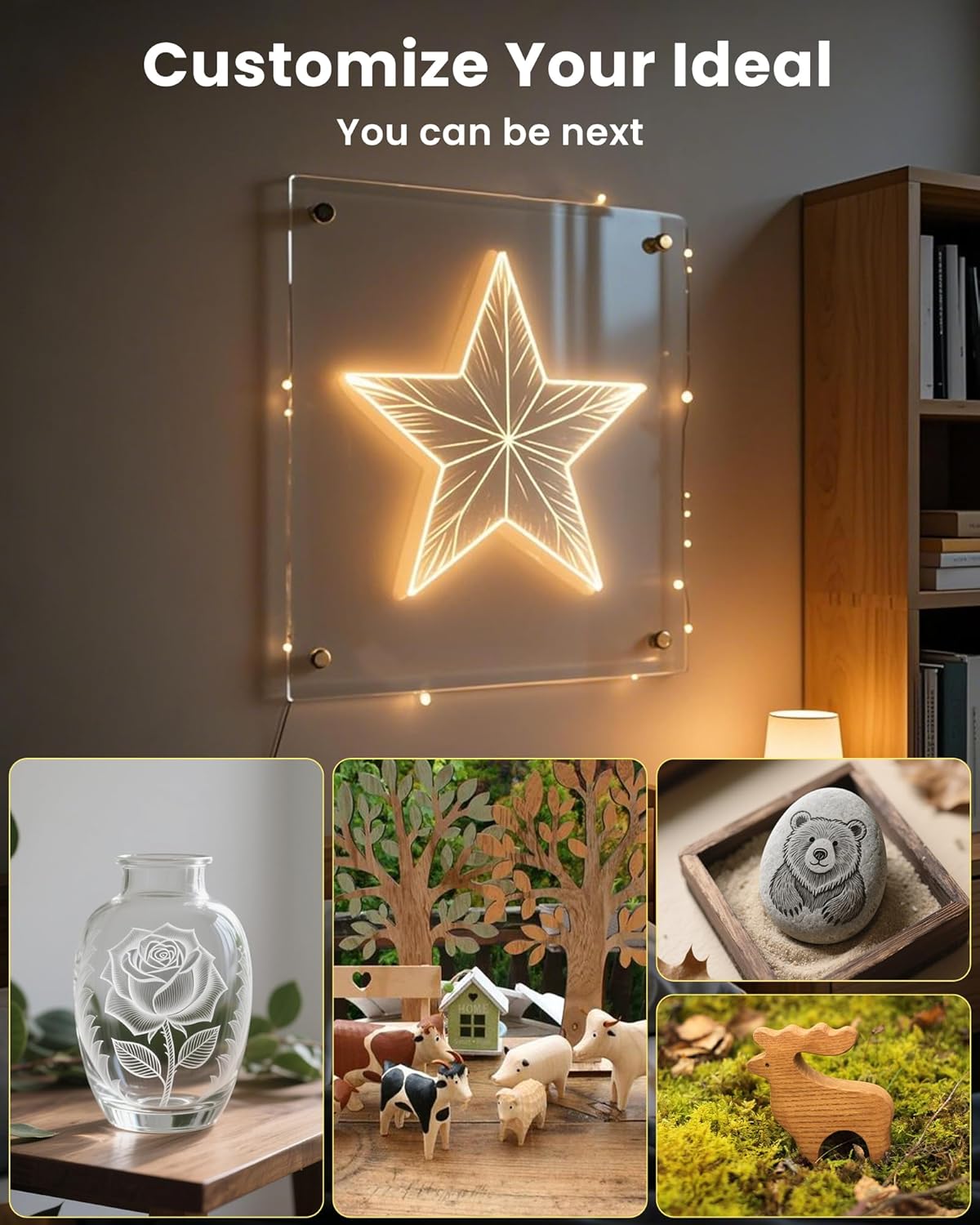 HARDELL Engraver Pen, Cordless Rechargeable Engraving Pen for Metal, Wood, Glass and Plastic- Engrave 50+ Surfaces - 37000RPM - Beginner Friendly - 6 Carving Bits & 4 Stencils