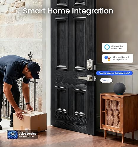 Miniatura 6 de Veise VE012W-L - Cerradura inteligente de huellas dactilares WiFi integrada con juego de manija de palanca, control remoto de aplicación, entrada