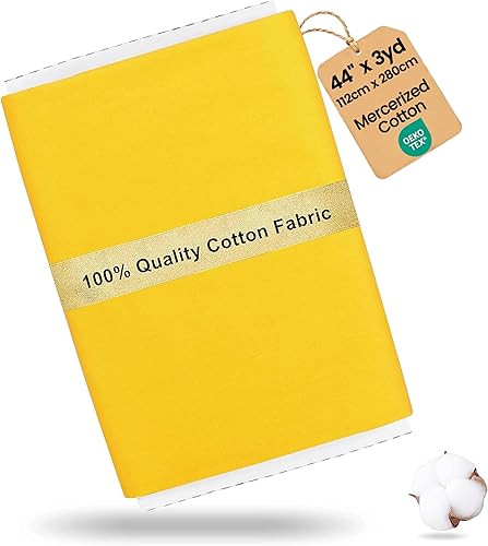 Craftido-19 Opciones-Tela 100% Algodón por Yarda en Color Sólido 44" de Ancho por 3yd (9 pies) -Peso Medio 5.2 oz-Algodón Suave para Acolchado,