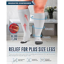 Doctor\'s Select 3 Pairs Plus Size Compression Socks Wide Calf - Up to 6XL | 20-30 mmHg Compression Socks for Women Wide Calf | Plus Size Compression Socks for Women Wide Calves | Wide Calf Socks | Black, White, Gray