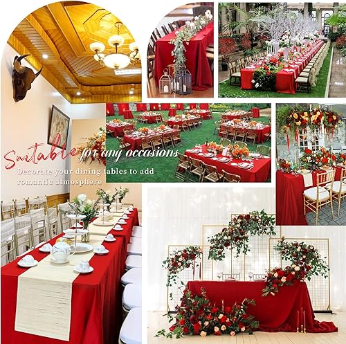 Miniatura 468 de Paquete de 8 manteles redondos blancos de 90 pulgadas, manteles redondos de poliéster lavables para mesa de tela decorativa resistente a