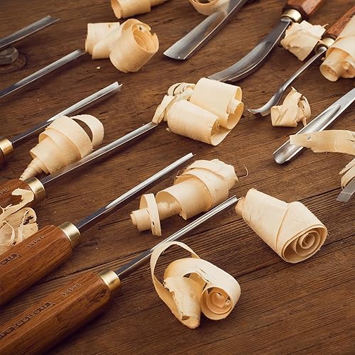 Miniatura 5 de Juego de cinceles de herramientas de tallado de madera para carpintería de 12 piezas con bolsa de lona, cuchillas de acero CR-V 60 afiladas