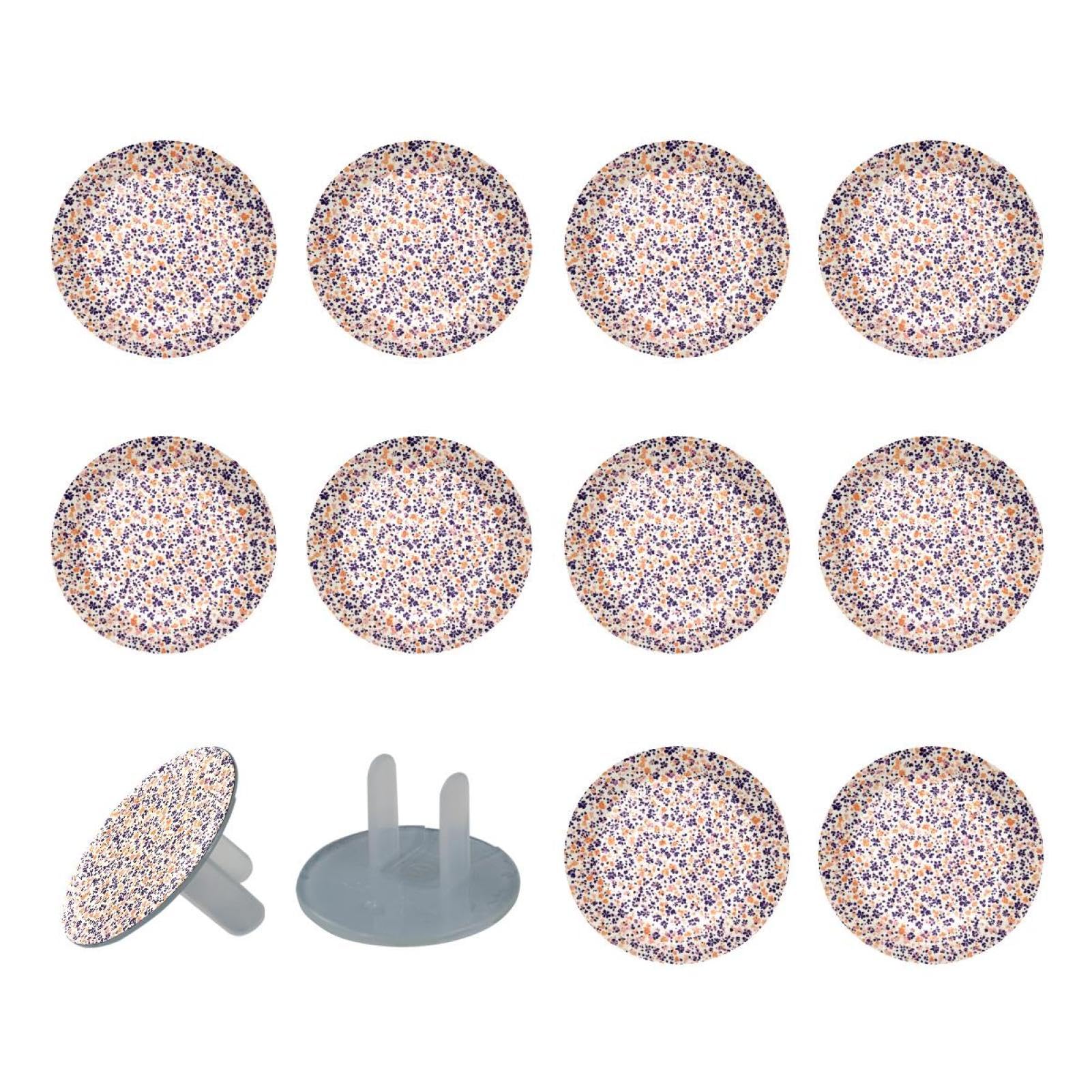 24 Packs Baby Child Proofing Outlet Covers, Colorful Ditsy Flower Floral Pattern Safety Socket Caps for Electrical Power Wall Plates