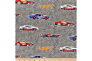 Riley Blake Hot Wheels Dynamic Panel Scenic Driveway Grey Quilting, Fabric by the Yard