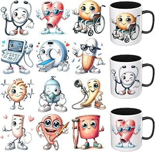 12PCS Interesting Nursing Tools UV DTF Cup Wrap Stickers | Artistic Patterns No-Heat Process Multi-Surface Long-Lasting Color Versatile Craft Supplies